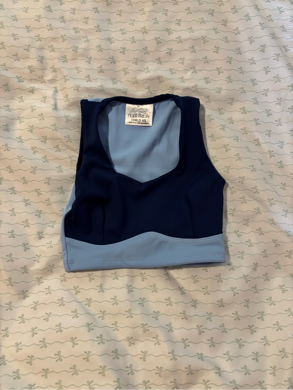 Tiger Friday Girls' Two-Tone Navy & Light Blue Athletic Crop Top Tiger Friday